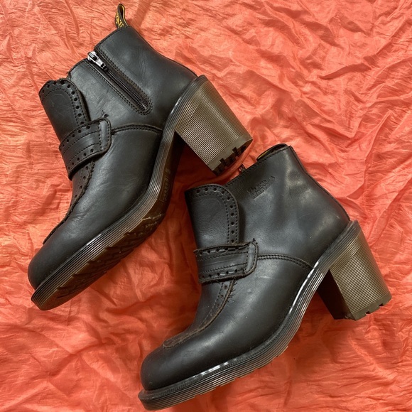 goth Dr. Martens england black heeled booties - Picture 2 of 5